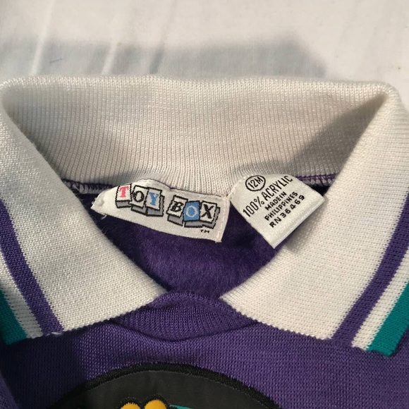 VINTAGE NWT Toy Box Bear Football Colorblock Collared Sweatshirt Size 12M - Picture 5 of 7